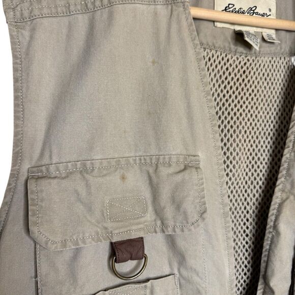 Eddie Bauer Vintage Tan Fishing Cargo Utility Hunting Vest Multiple Pockets Sz M - Picture 7 of 8